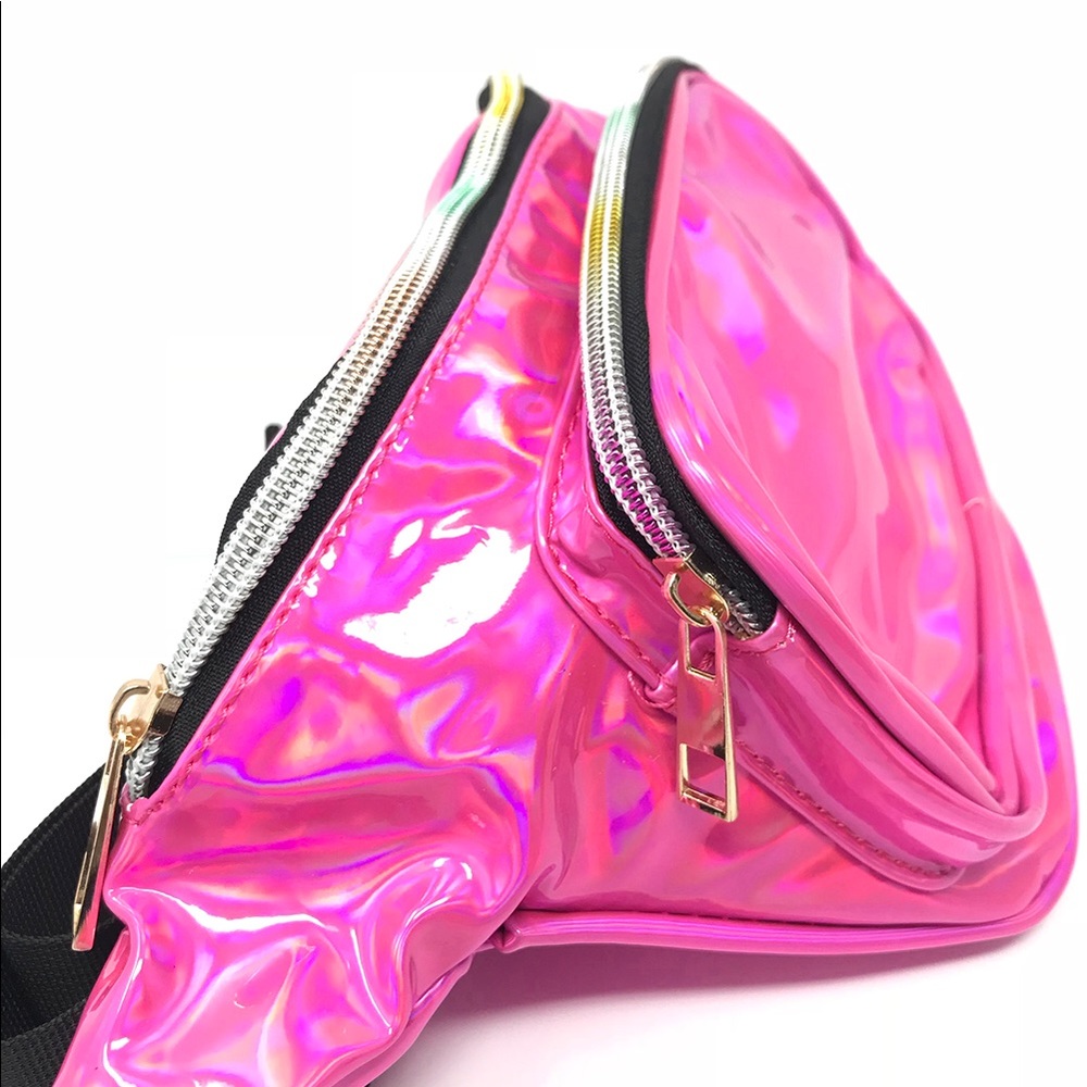 Fanny Pack Polyurethane Mini Bag w Rainbow Shine - Picture 2 of 5